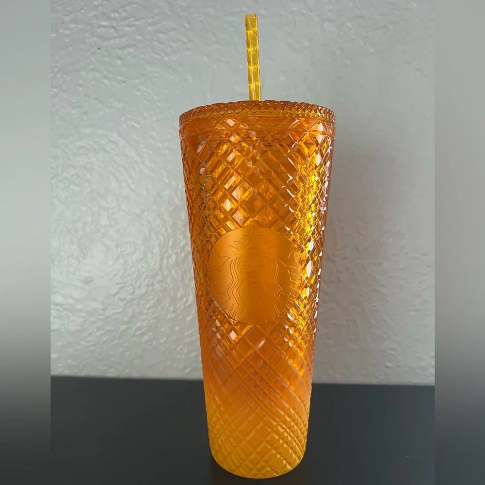 ✨NWOT - Starbucks 2021 Orange Jeweled Cold Beverage Tumbler✨